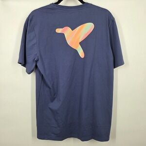 Birddogs T Shirt Mens L Navy Blue Watercolor Stretch Casual Spell Out Big Logo